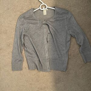 White and Warren Shimmer Cardigan Small